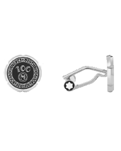 Montblanc's Meisterstück 100 Years Stainless Steel Cufflinks are made with stainless steel and have an inlay with black lacquer.