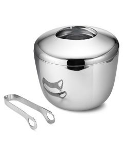 The Georg Jensen Sky stainless steel ice bucket and tongs.