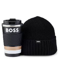 This BOSS Travel Mug & Beanie Hat Gift Set comes in a gift set.