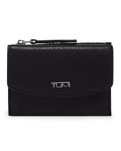 This TUMI Belden Flap Card Case in Black has 2CC and a zip pocket. 