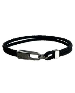 This Hugo Boss woven dark grey leather bracelet comes with a clasp locking method.