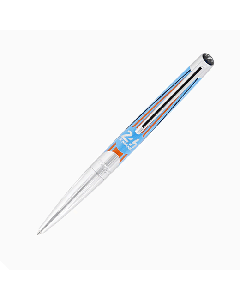 S. T. Dupont's 24hr du Mans Défi Millenium Blue & Orange Ballpoint Pen has been made with brass and lacquer.