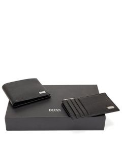 This is the BOSS Black Grained 8CC Wallet & 5CC Coin Case Gift Set.