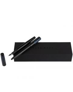 This Black & Navy Gear Minimal Ballpoint & Fountain Pen Set has been designed by Hugo Boss.