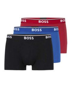 This pack of Hugo Boss boxer shorts come in a red, blue and black and are made from a stretch cotton.