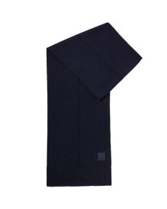 This Dark Blue Plain-Knit Scarf was designed by BOSS. 
