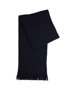 This Navy Virgin Wool Embroidered Logo Scarf is designed by BOSS.
