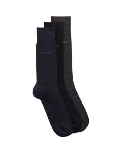 These Pack of 3 Black, Navy & Grey Plain Cotton Socks have been designed by Hugo Boss.