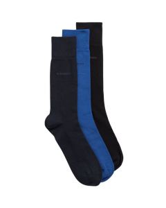 These Pack of 3 Black, Blue & Navy Plain Cotton Socks have been designed by Hugo Boss. 