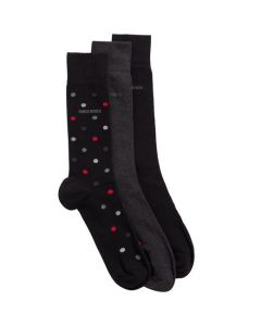 These Pack of 3 Black Plain & Spot Cotton Socks have been designed by BOSS.
