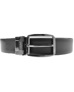 This Oanto Reversible Brown/Black Leather Gunmetal Belt by BOSS is reversible and made from cowhide leather. 