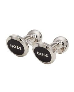 This pair of BOSS Round Logo Insert Black & Silver Cufflinks comes in a black gift box and drawstring pouch to keep them safe.