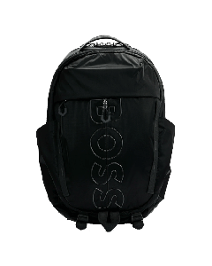 This BOSS Bryant Logo Backpack in Black has two main compartments. 