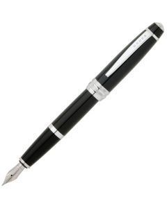 The Cross Bailey collection black fountain pen with chrome fittings.