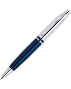 This Polished Blue Lacquer & Chrome Calais Ballpoint Pen was designed by Cross. 