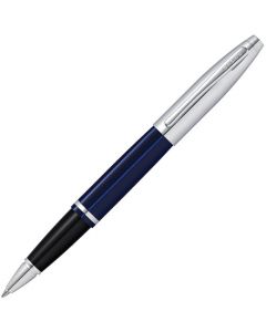 This Polished Blue Lacquer & Chrome Calais Rollerball Pen was designed by Cross. 