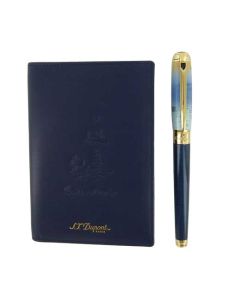 This Dupont writing instrument set comes with a fountain, rollerball pen and passport holder.
