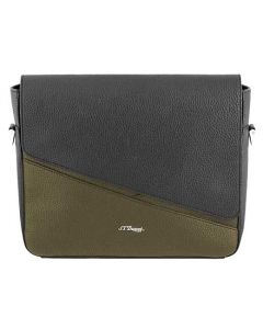 This S.T.Dupont messenger bag comes with a green and black leather style.