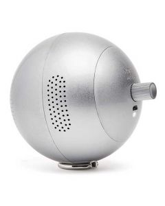 This silver plastic speaker has been designed by Lexon for their Balle collection.