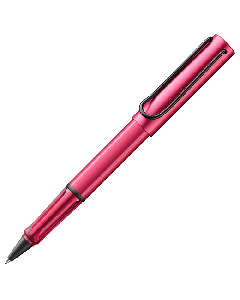This LAMY AL-Star Fiery Special Edition Rollerball Pen has a metallic surface with a smooth barrel and cap.