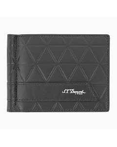 This S.T. Dupont Firehead Soft Leather 6CC Wallet with Money Clip has a geometric pattern embossed on the leather. 
