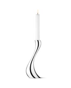 This is the Georg Jensen Stainless Steel Cobra Large Candle Holder.