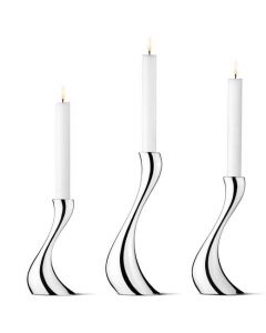 These are the Georg Jensen Stainless Steel Cobra Set of 3 Candle Holders. 