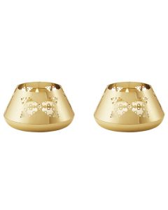 These 18 KT. Gold Plated 2 Pcs. Christmas Tealight Holders were designed by Georg Jensen.
