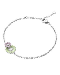 This Green & Pink Enamel Daisy Layered Bracelet has been designed by Georg Jensen.