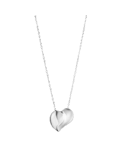 This Sterling Silver Heart Pendant 2023 Edition by Georg Jensen features two halves to make an asymmetrical heart.