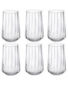 These are the Crystal Set of 6 Bernadotte Tall Tumbler Glasses designed by Georg Jensen.