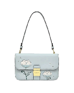 Radley's Spring Rose Hanley Close Green Shoulder Bag comes in mint green leather with an embroidered front.