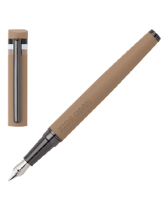 Hugo Boss Loop Iconic Fountain Pen Camel with gunmetal accents. 