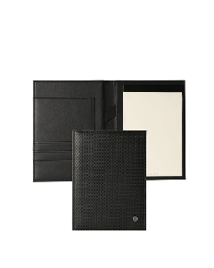 Hugo Boss Leather Monogrammed Notepad in A5 Size with clear pages.