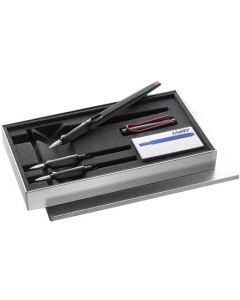 This is the LAMY Joy AL Glossy Black Calligraphy Fountain Pen Set. 