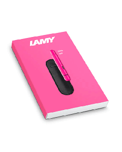 This Pico Neon Pink Ballpoint Pen Set by LAMY has the pocket pen with a slip leather cover. 
