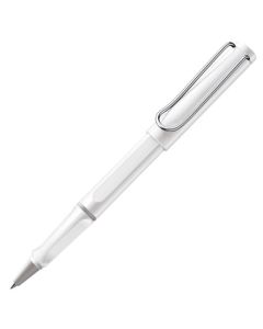 The LAMY white rollerball pen in the Safari collection.