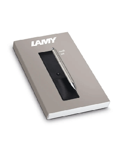 LAMY's Swift Rollerball Pen Set with a plain leather Case in black.