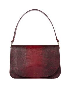 This Paul Smith ladies handbag is made from a burgundy red mock croc leather.