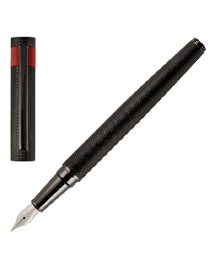 Loop Diamond Fountain Pen Black and Red by Hugo Boss with black and red exterior. 