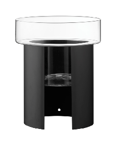 This LSA International Terrazza Planter 45cm in Jet Black has a two-part exterior with glass and steel.