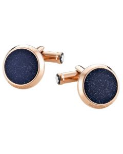 These Montblanc Meisterstück Sparkling Blue Cufflinks have a glittered glass inlay to contrast the red gold.