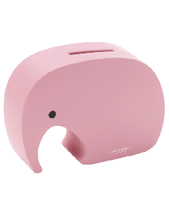 Georg Jensen's Miniphant Strawberry Blush Money Box is made with stainless steel and a matte pink coating. 
