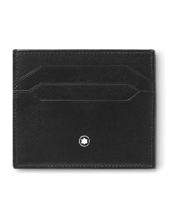 Montblanc's Meisterstück 6CC Black Leather Card Holder has 6 card slots and a top pocket.