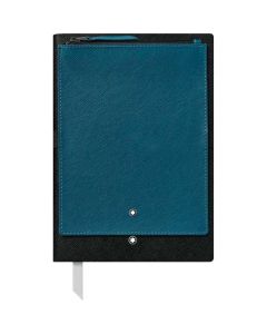 This is the Montblanc Black Fine Stationery #146 Notebook with Petrol Blue Pocket.