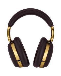 These Montblanc Brown Over-Ear MB 01 Smart Travel Headphones feature a smooth leather finish.