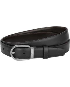 This is the Montblanc Business Line Horseshoe Ruthenium Pin Buckle Reversible Belt. 