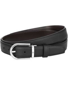 This is the Montblanc Business Line Horseshoe Polished Palladium Pin Buckle Reversible Black/Brown Belt. 