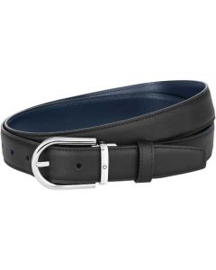 This is the Montblanc Business Line Horseshoe Polished Palladium Pin Buckle Reversible Belt.