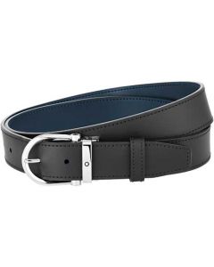 This is the Montblanc Casual Line Horseshoe Stainless Steel Pin Buckle Reversible Black/Blue Belt. 